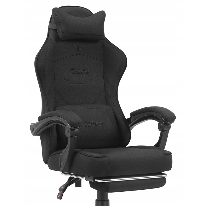 Геймърски стол Cabro C502, черен, лумбална опора, регулируема височина, 150 кг, 115-125 см