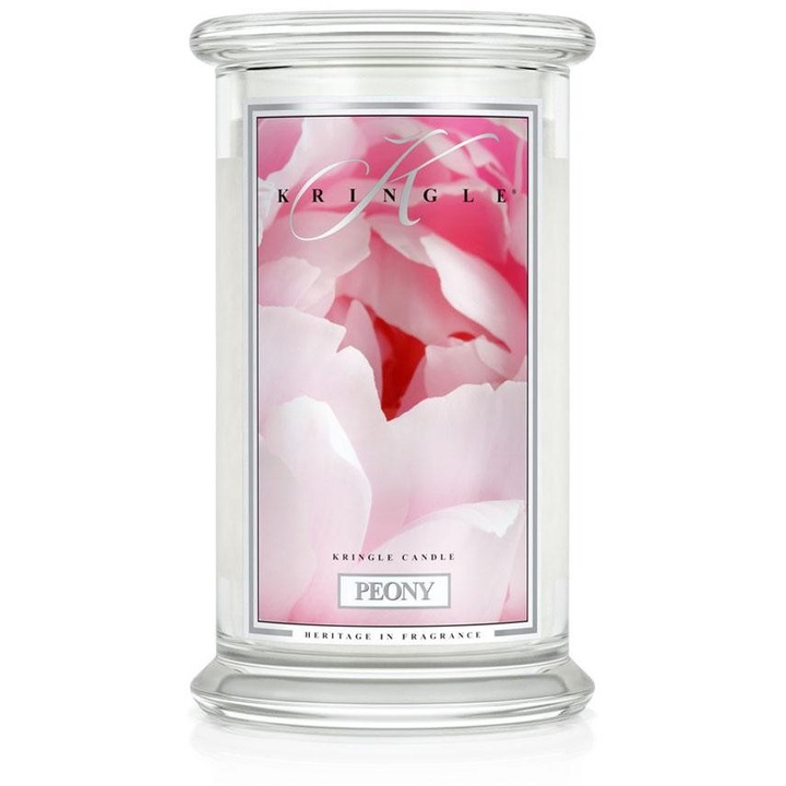 Lumanare mare Peony Kringle Candle, parfum floral, delicat