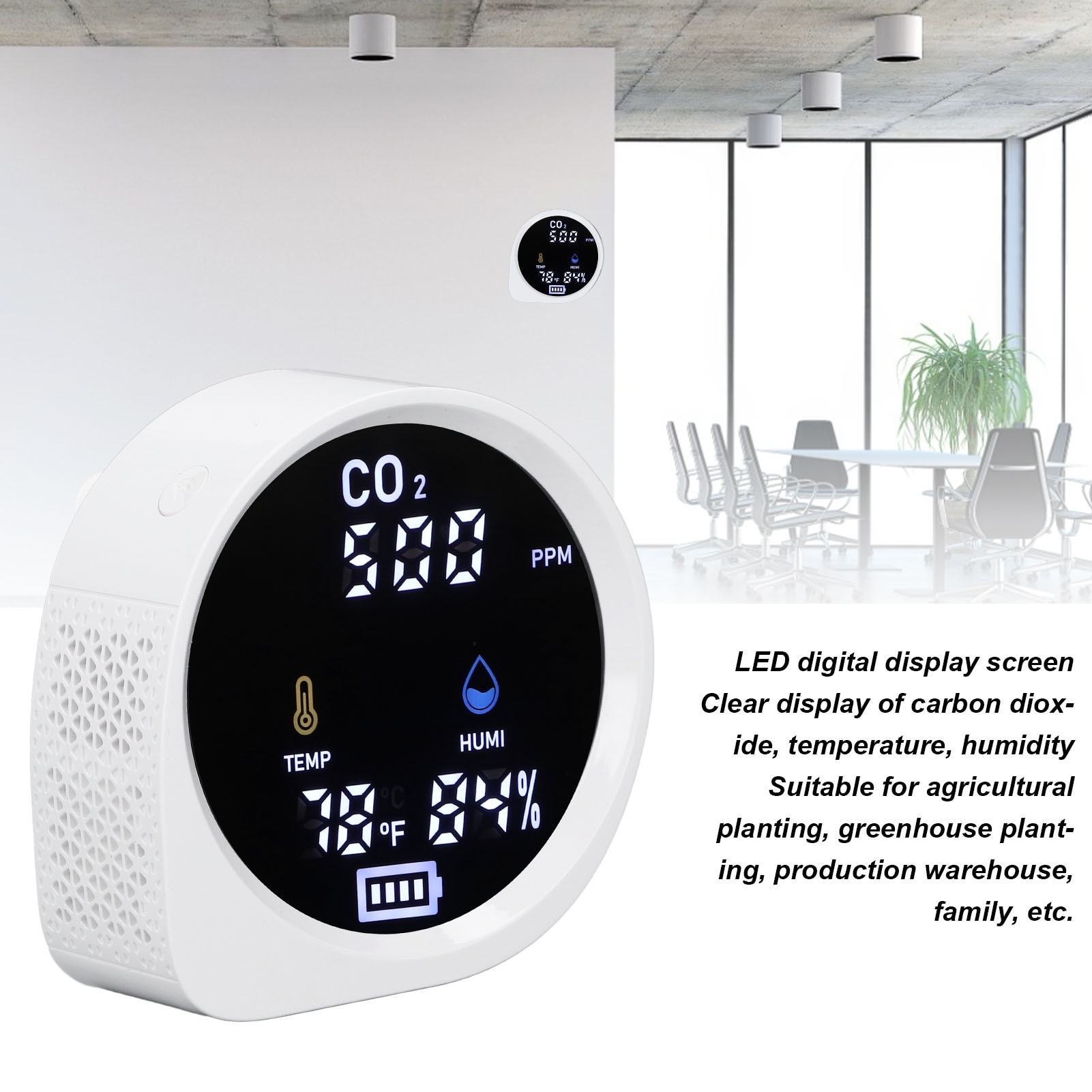Detector CO2, monitorizare calitate aer, display digital LED ...