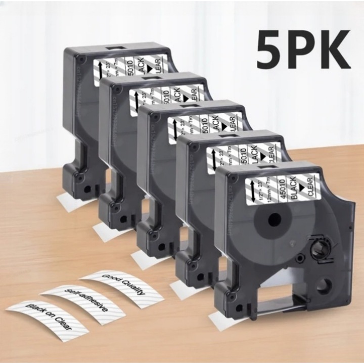 5 darabos szalagkészlet Dymo D1 45010 nyomtatóhoz, 12 mm x 7 m, GP-DY45010 x5