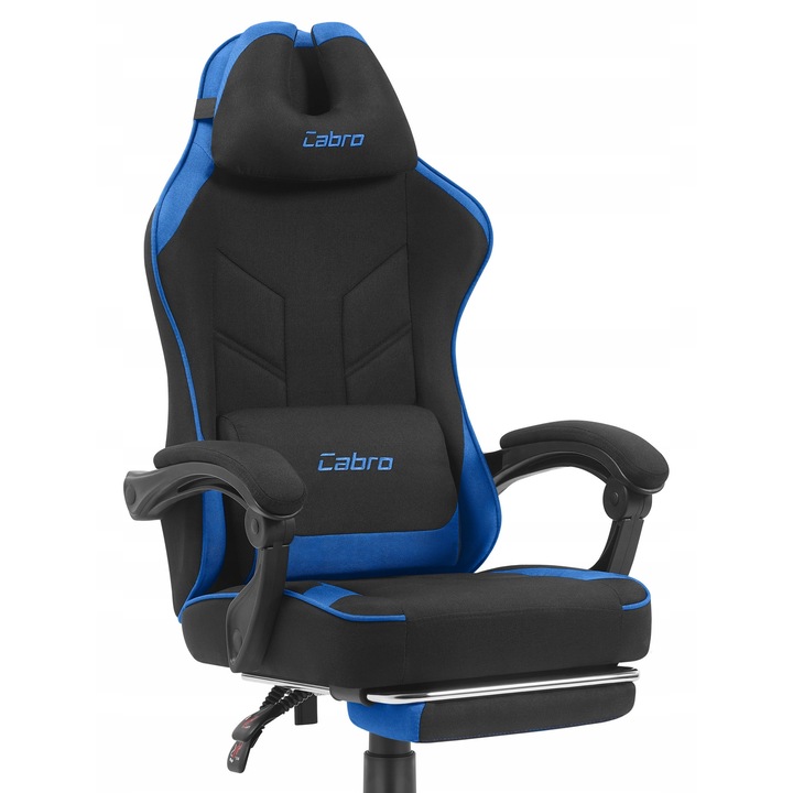 Геймърски стол Luka Cabro C504, ергономичен, черно-син, 115x54x48см