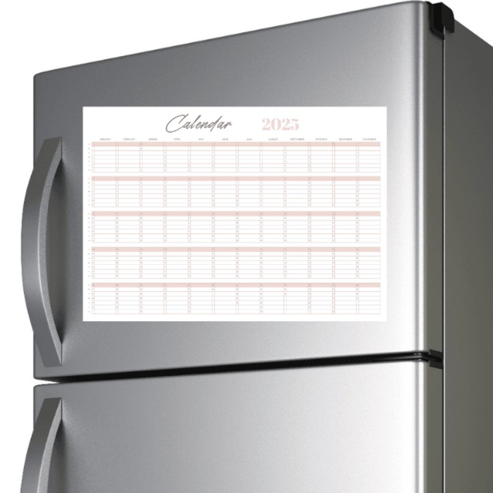 Calendar Magnetic Anual Reutilizabil A3 pentru Frigider – Handmade, in Atelierul de Hartie + Marker Whiteboard cu 2 capete, inclus