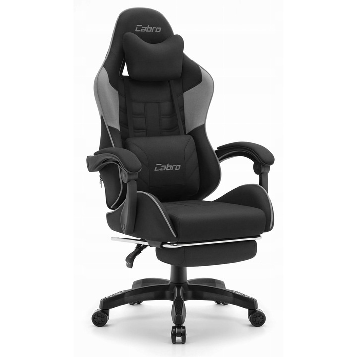 Scaun gaming Cabro, negru/gri, 126-165 cm