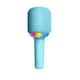 Microfon wireless, Bluetooth, calitate sunet HD, iluminare ambientala RGB, 4 efecte de schimbare a vocii, Karaoke, Albastru azur