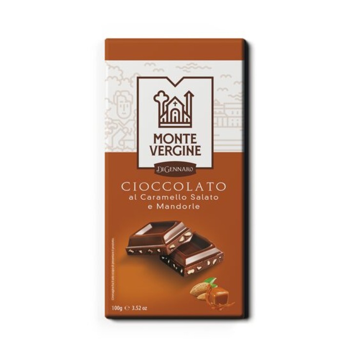 Ciocolata cu caramel sarat si migdale Monte Vergine, 100g