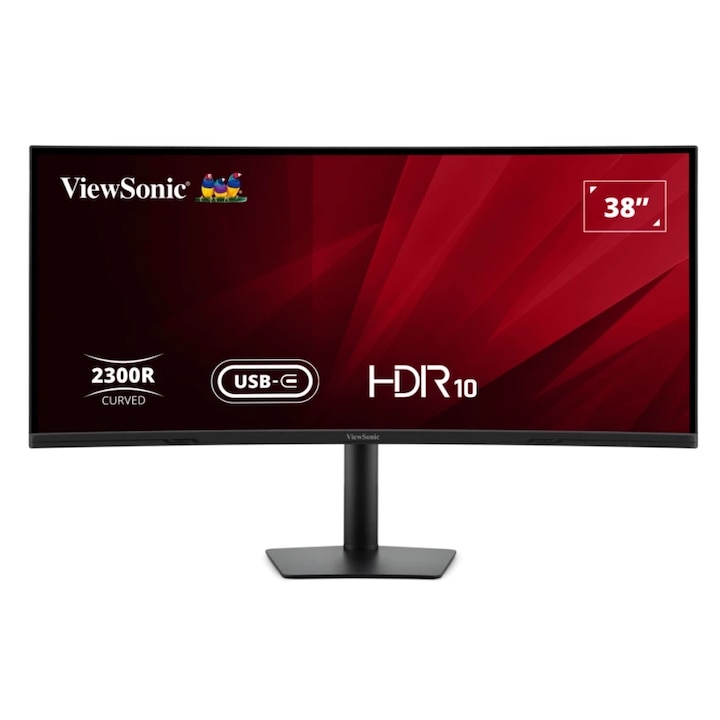 ViewSonic 37,5" VA3820C IPS LED monitor, WQHD+ 3840 x 1600, HDMI, DisplayPort, hangszórók, ívelt képernyő, fekete