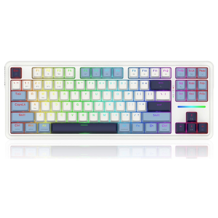 Клавиатура Redragon Antonium PRO, безжична 2.4 GHz, Bluetooth, кабелна, многоцветна