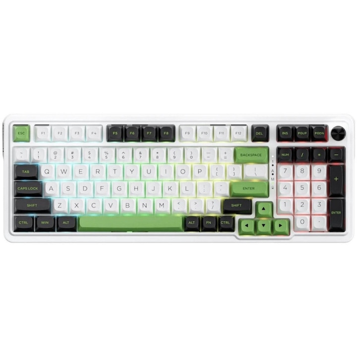 Клавиатура Redragon Eisa Max K686WBG-RGB-MAX, Кабелна, Безжична 2.4 GHz, Bluetooth Бяла