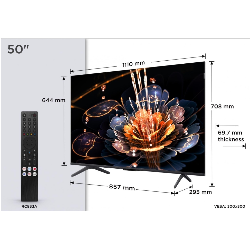 Televizor Mini LED TCL 127 cm 50" 50C61KS, Ultra HD 4K, Smart TV, CI+