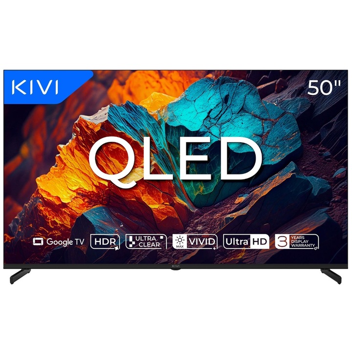 QLED телевизор Kivi 127 см 50" 50U720QB, Ultra HD 4K, Smart TV, WiFi, CI