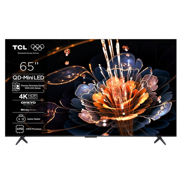 Televizor Smart Mini LED TCL 65C61KS, 164 cm, Ultra HD 4K, CI+, smart Google TV, Negru