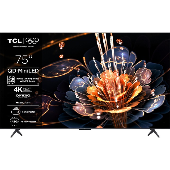 Televizor Smart Mini LED TCL 75C61KS, 189 cm, Ultra HD 4K, CI+, Google TV, Negru