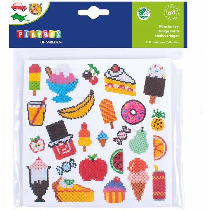 Playbox 1926894 PlayBox: 5mm-es MIDI vasalható gyöngy sablon kártyák 110 motívummal
