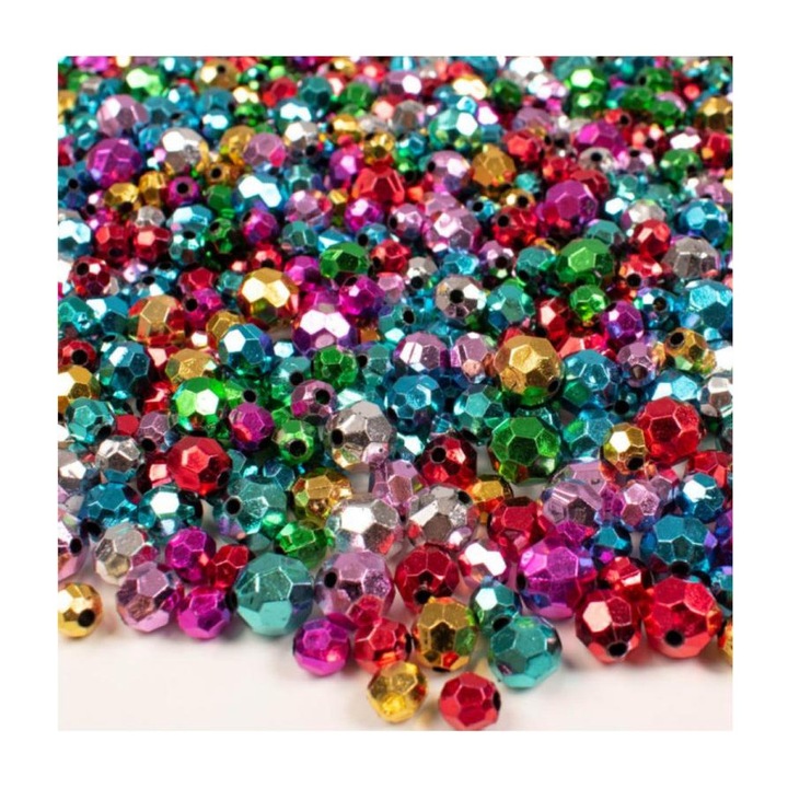 Playbox 1931560 PlayBox: Gyémánt alakú színes 8, 10 és 12mm-es fűzhető gyöngy 250g-os szett