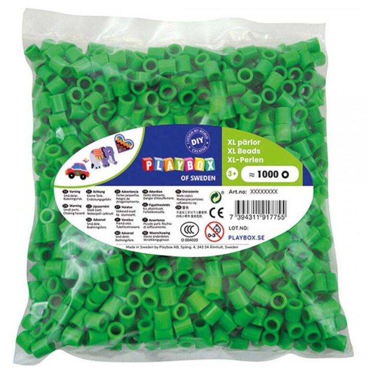 Playbox 1918677 PlayBox: 9mm-es XL MAXI vasalható gyöngy 1000db-os csomag zöld színben