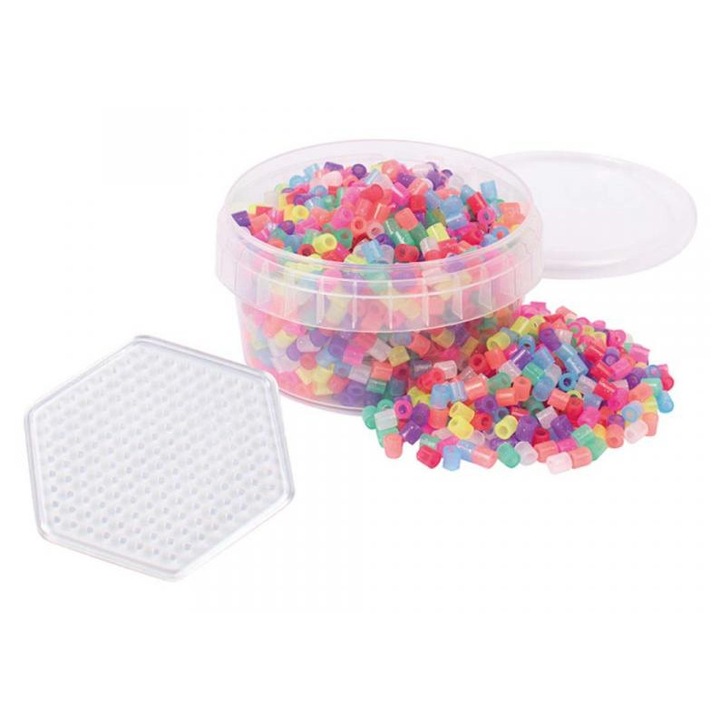 Playbox 1936671 PlayBox: 5mm-es MIDI vasalható glitteres gyöngy 1000db-os hatszögletű alaplappal