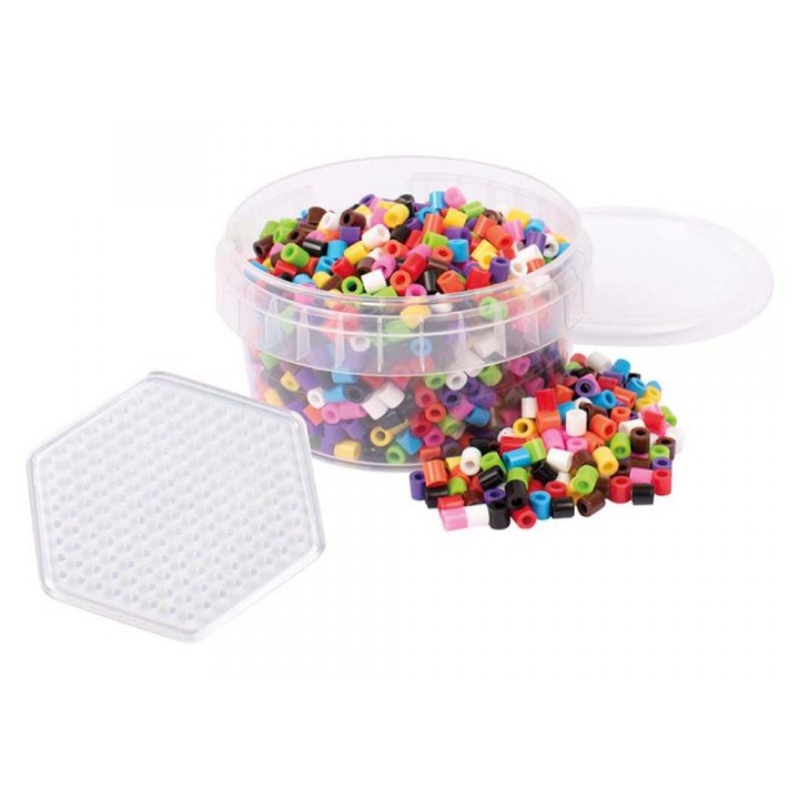 Playbox 1936770 PlayBox: 5mm-es MIDI vasalható 1000db-os színes gyöngy hatszögletű alaplappal
