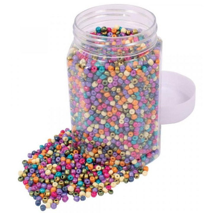 Playbox 1934400 Playbox: Pasztell színű üveggyöngy készlet mix  O 5 mm, ~500g