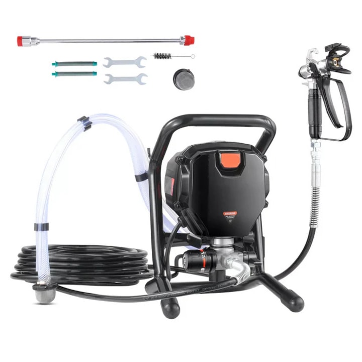 Levegőmentes festékszóró, 750 W, 3000 PSI, 25 láb hosszú tömlő, fekete