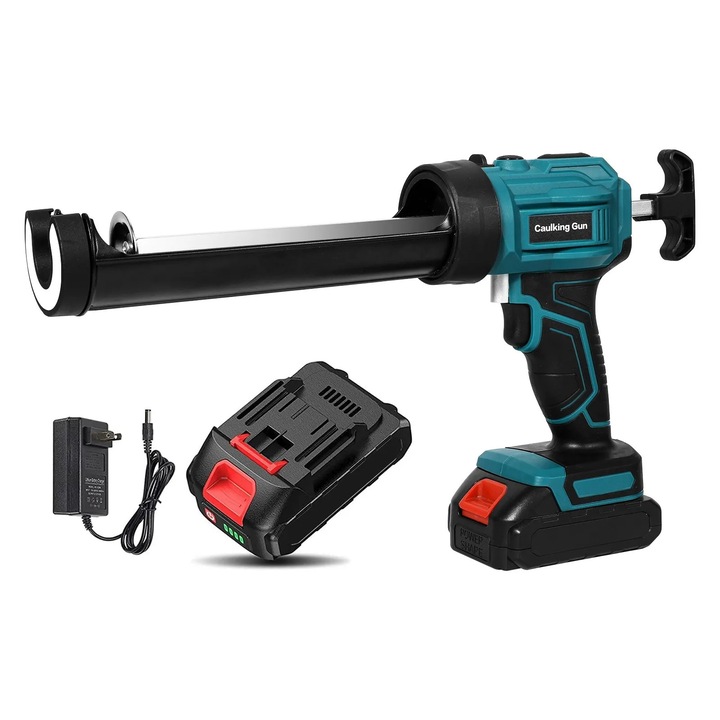 Pistol electric pentru silicon si etansant, Cu acumulator, 1 baterie 1, 3 Ah Li-ion, Viteza reglabila 4 trepte, Anti-picurare, Motor fara perii, Negru