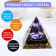 Orgonpiramis természetes ametiszt kristályokkal, obszidiánnal, aranyfóliával, természetes gyantával, Lecheng®-gel, jógához, stresszoldáshoz, meditációhoz, gazdagság és szerencse vonzásához, Tai Chi-hoz