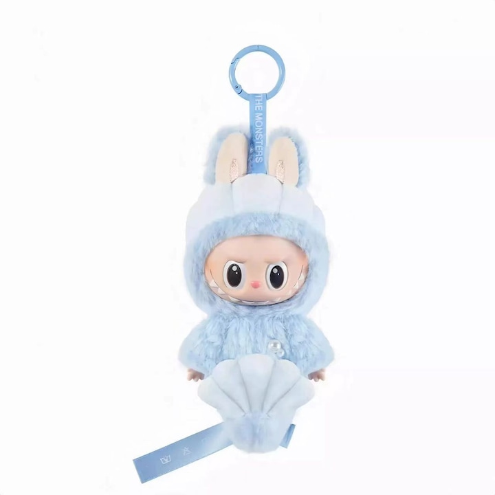 Плюшена играчка Labubu, рибена опашка, 15cm, Синьо