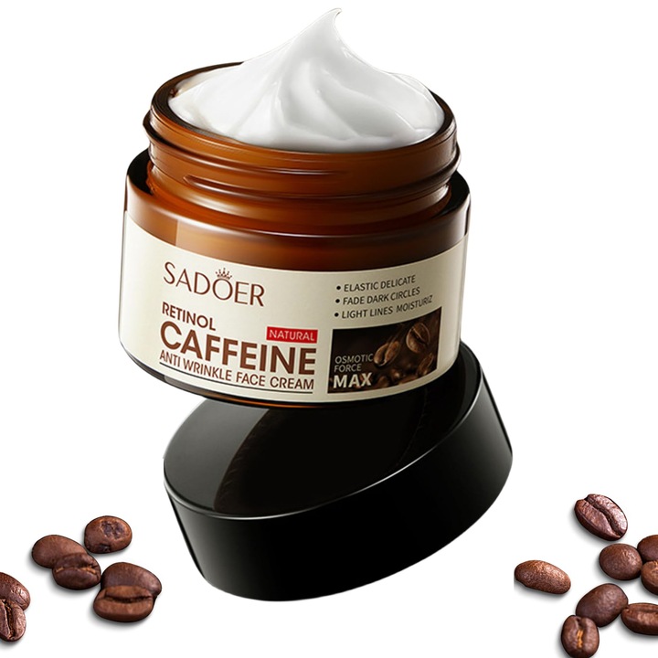 Crema hidratanta pentru fata cu retinol, crema de ochi cu cafeina pentru cearcane, umflaturi, riduri, hidratanta, cu extract de cafea crema faciala hidratanta cu cafeina, tonifiaza si fermitate a pielii 0, 70 oz