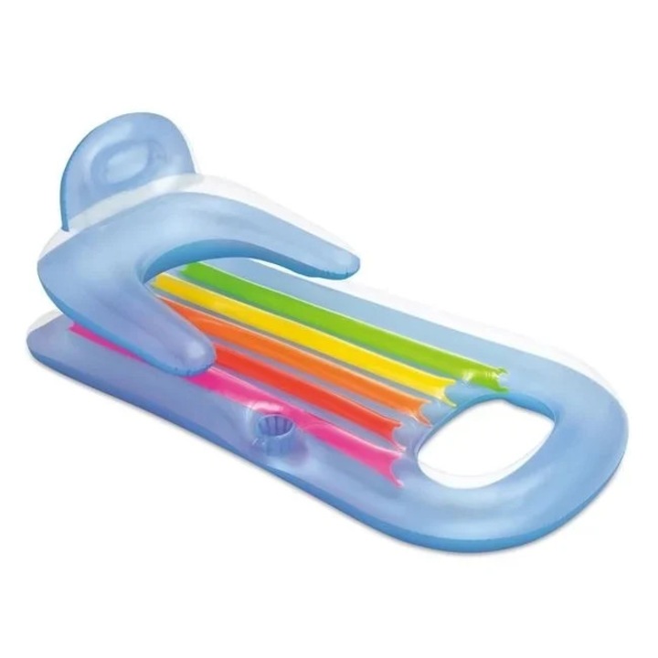 Felfújható matrac hátlappal és huzattal, Intex, 1,60x0,85 m, kék