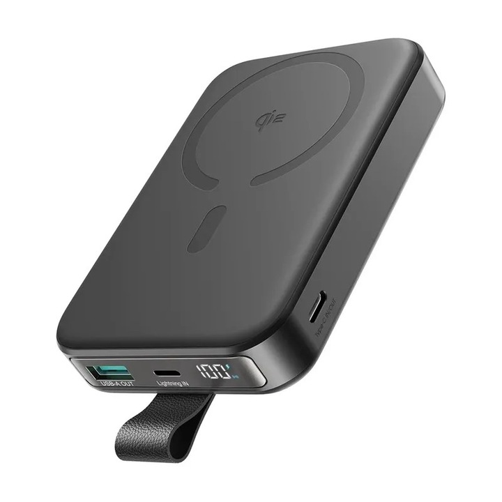 Baterie Externa Wireless Joyroom JR-PBM11, 10000mAh, 22.5W, QC + PD + FQI, 1 x QI - 1 x USB-A - 1 x USB-C, Neagra
