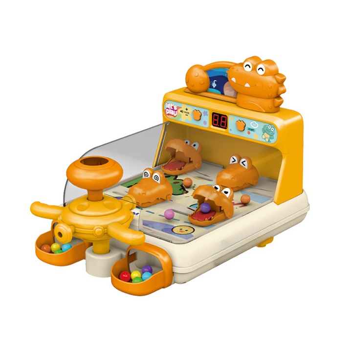 Jucarie interactiva Copii, forma de crocodil, cantece/lumini/invartiri, dezvolta coordonarea ochi-mana, capacitate mare de stocare, incarcare USB, 19x30x22cm, 1 bucata, portocaliu