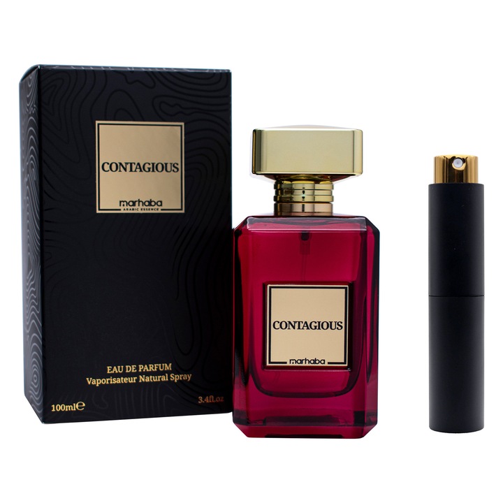 Set Parfum unisex Contagious, Marhaba – EDP 100 ml + travel kit reincarcabil 10 ml