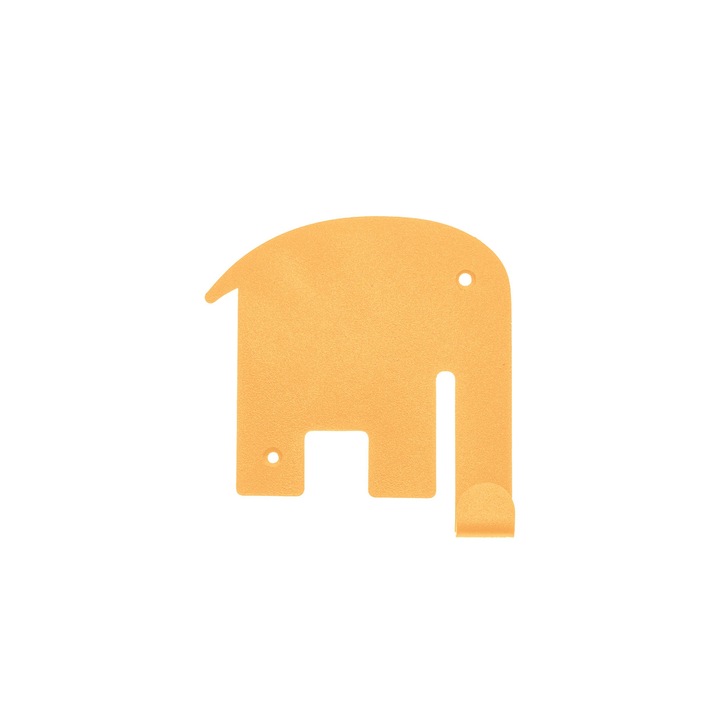 Cuier decorativ Elefant, pentru hol, galben, cu 1 agatatoare, 12.9 x 11.8 cm