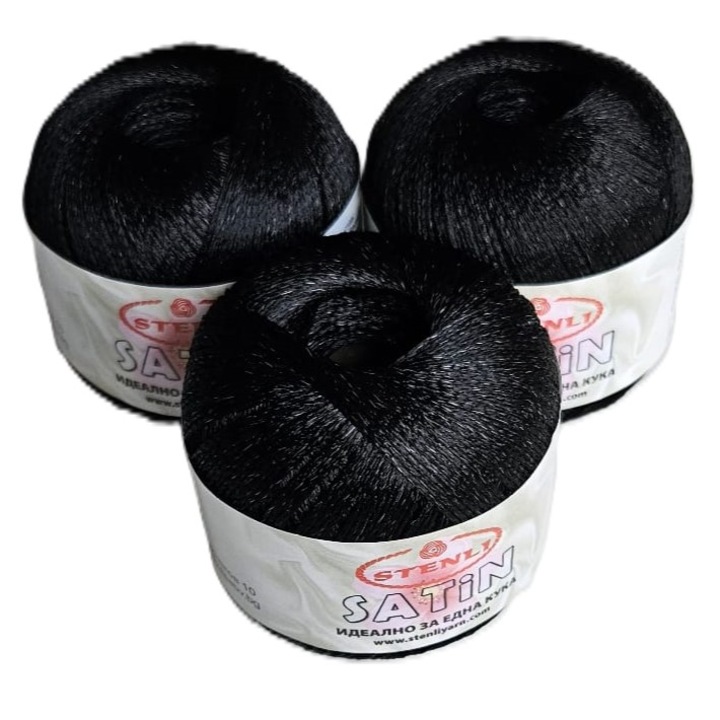 Set 3 buc fir textil Stenli Satin negru - cod 099, 50g/160m