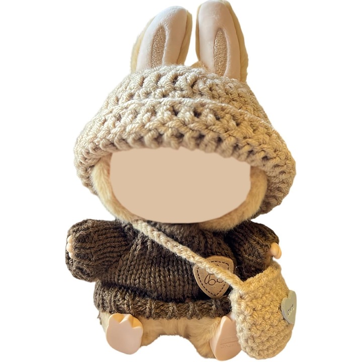 Labubu ruhák (babák nélkül), kézzel horgolt 3 darabos készlet, 17 cm-es babáknak való