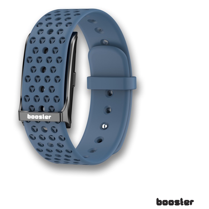 Bratara inteligenta Booster pentru sanatate, dispozitiv portabil de urmarire a activitatii si fitnessului pentru modul multi-sport, monitorizare continua automata a datelor de sanatate pe tot parcursul zilei, imbunatatirea somnului, Navy Silicone