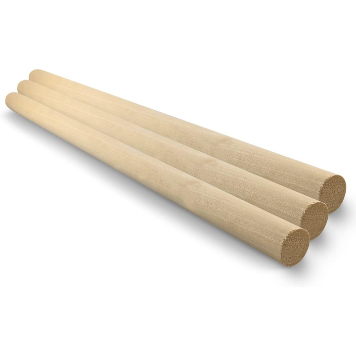 Set Bat De Lemn macramé, Netuno, Diametru 25mm, Lungime 50cm, Produs Natural, Pentru macrameu Si Decorare Boho, Lemn De Pin Sau De Tei, Certificat Fsc, Culoare Naturala, 3 buc