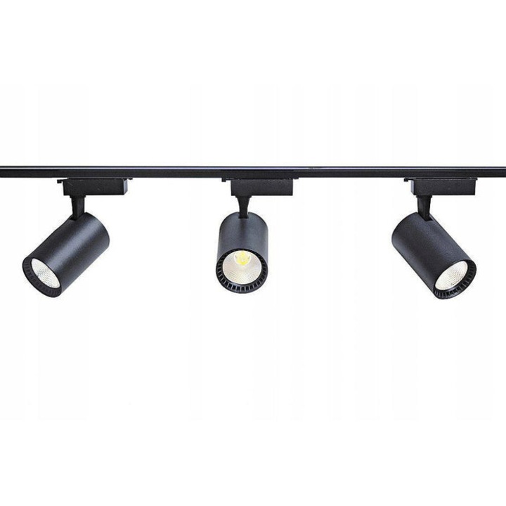 Sina Spoturi LED Negru, Design Modern, Directionabile, Ideal pentru Iluminat Interior, Lungime Sina 1m, Montaj Usor, Stil Industrial, Corp Aluminiu, Finisaj Mat