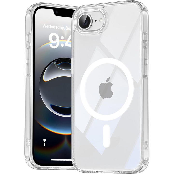 iPhone 16e kompatibilis hátlaptok, telefon tok, MagSafe kompatibilis, erősített sarkokkal, átlátszó, Anti Shock Mag Cover, 1.5mm