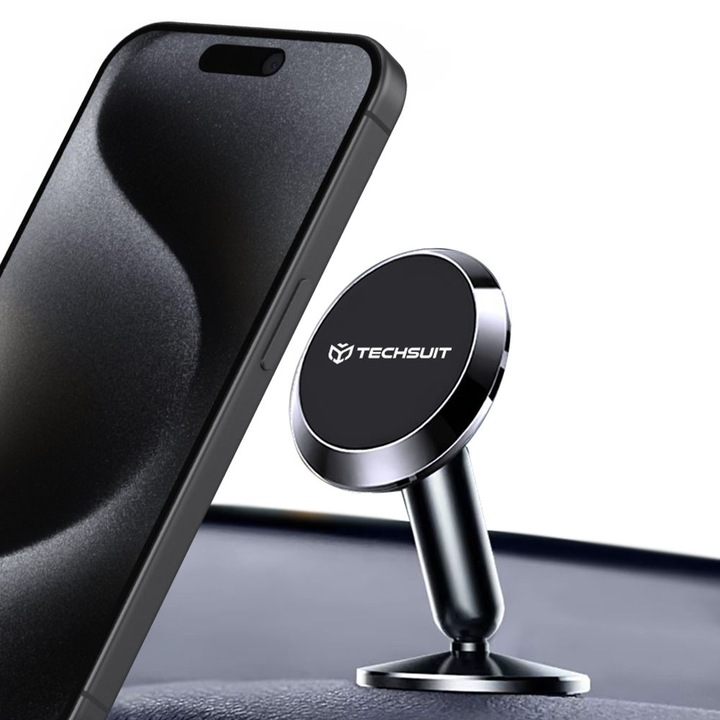 Mágneses tartó, N52 irodába és autóba, univerzális 3M ragasztóval - Techsuit TinyGrip (S10) - fekete