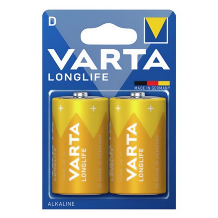 Varta longlife tartós elem, d, lr20, 1.5v, alkáli, 2db/csomag