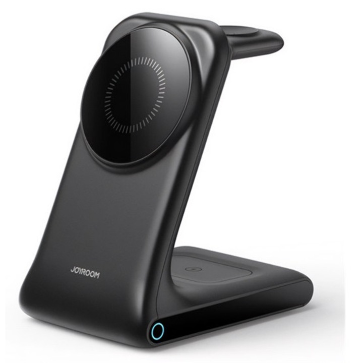Joyroom asztali töltőállvány 3in1, 15w, wireless, gyorstöltő, magsafe, airpods, apple watch töltő, fekete