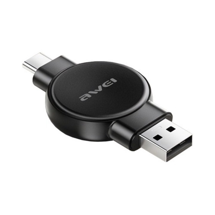 Awei asztali töltő usb+type-c, 2.5w, wireless, mágneses, samsung watch/apple watch töltő, fekete
