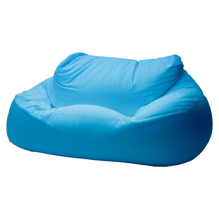 ZigZag Babzsák kanapé 3 személyes Puma bútorszövet, levehető, mosható huzat, polisztirol gyöngy töltet, világoskék (türkizes)