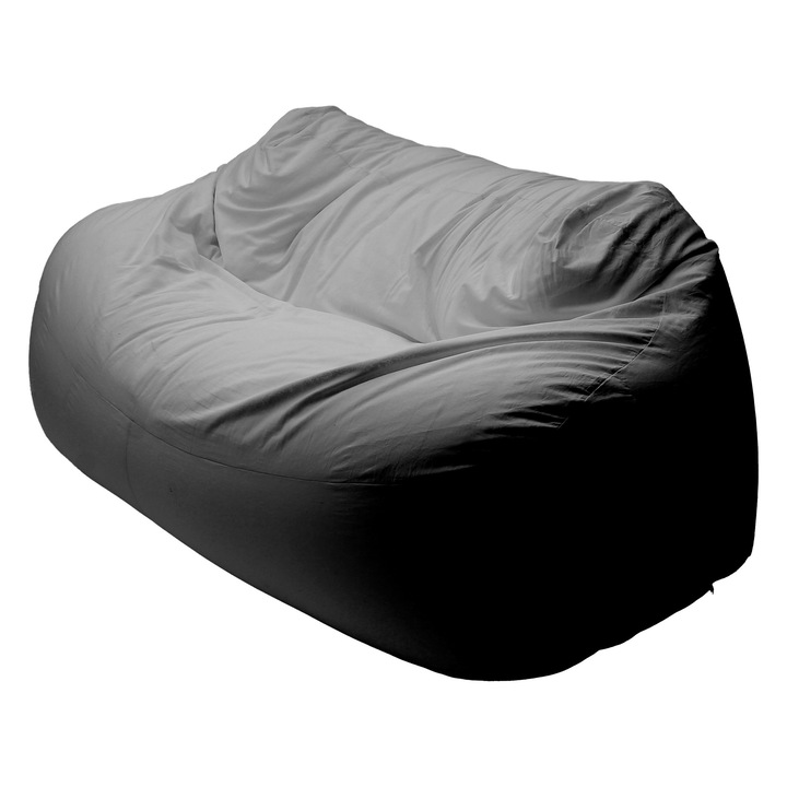 ZigZag Babzsák kanapé 3 személyes Puma bútorszövet, levehető, mosható huzat, polisztirol gyöngy töltet, szürke