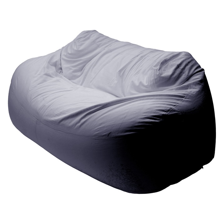 ZigZag Babzsák kanapé 3 személyes Puma bútorszövet, levehető, mosható huzat, polisztirol gyöngy töltet, világosszürke