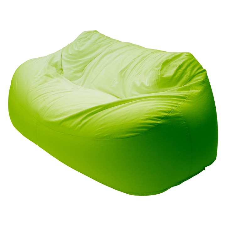 ZigZag Babzsák kanapé 3 személyes Puma bútorszövet, levehető, mosható huzat, polisztirol gyöngy töltet, limezöld