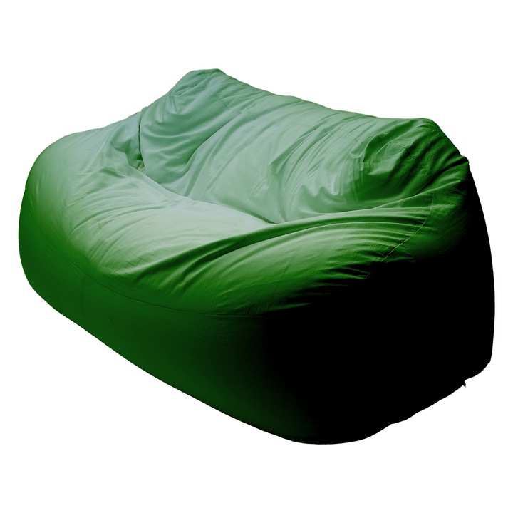 ZigZag Babzsák kanapé 3 személyes Puma bútorszövet, levehető, mosható huzat, polisztirol gyöngy töltet, sötétzöld