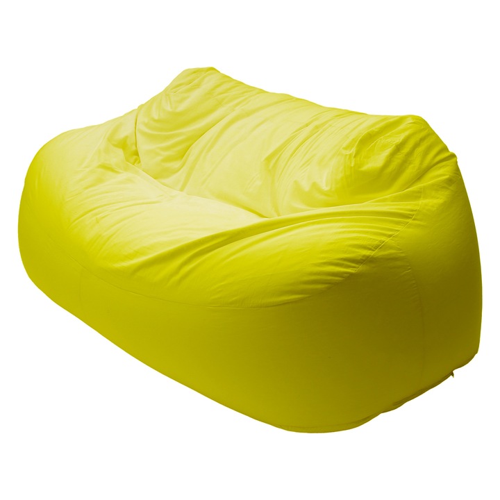 ZigZag Babzsák kanapé 3 személyes Puma bútorszövet, levehető, mosható huzat, polisztirol gyöngy töltet, sárga