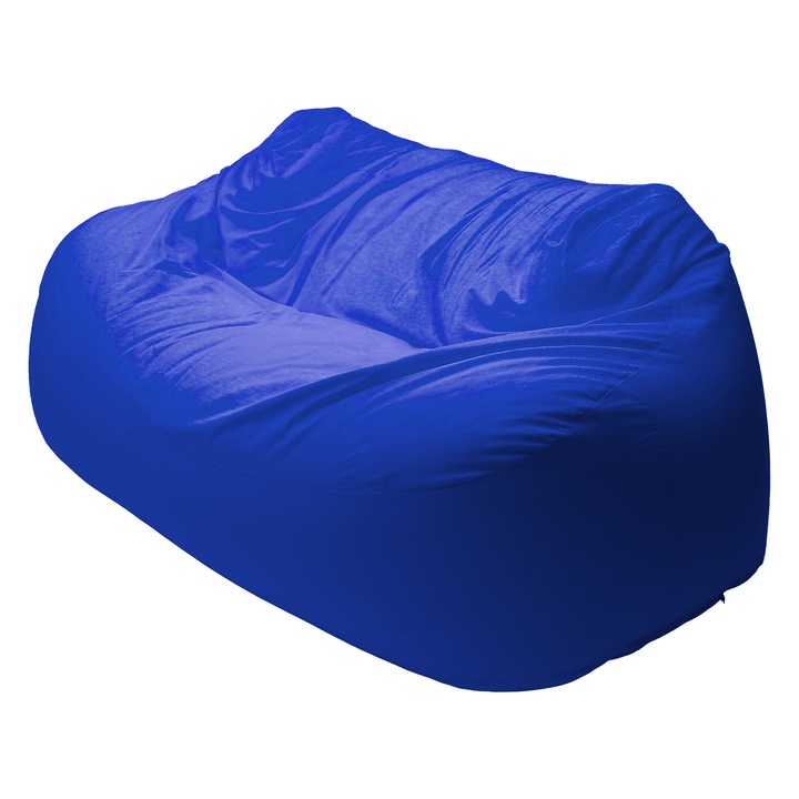 ZigZag Babzsák kanapé 3 személyes Puma bútorszövet, levehető, mosható huzat, polisztirol gyöngy töltet, királykék