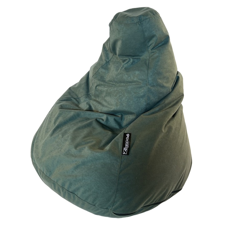 ZigZag Junior2 Babzsák Puma bútorszövet, levehető, mosható huzat, polisztirol gyöngy töltet, sötétzöld